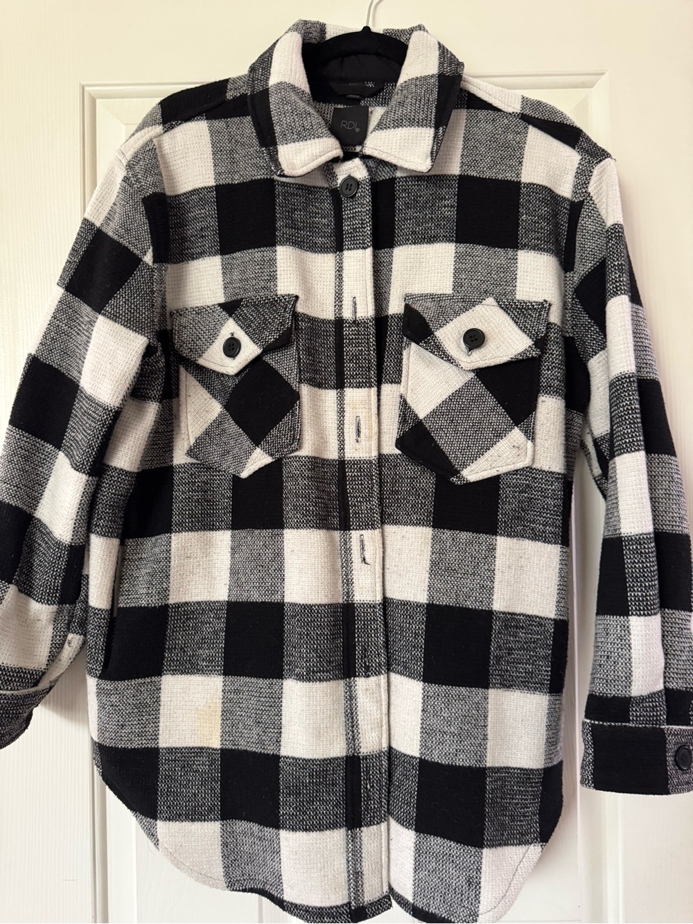 RDI Black and White Plaid Button-Front Jacket